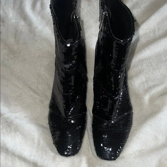 Ava & Aiden Black Sequin Ankle Boots 9 - Picture 4 of 6